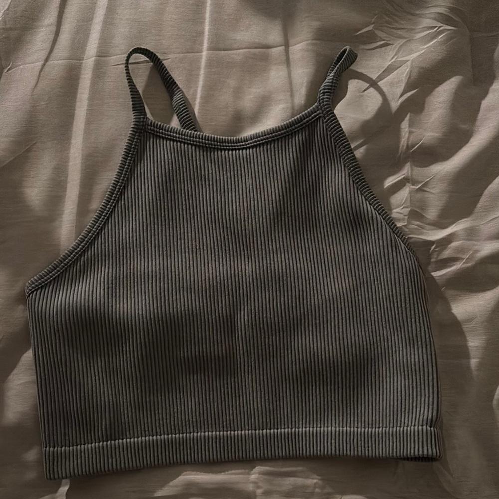 Ribbed Gray Women's Top With Bra